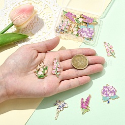 15Pcs 5 Styles Light Gold Plated Alloy Enamel Pendants&nbsp;ENAM-YW0006-06