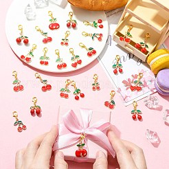 26Pcs 13 Style Cherry Alloy Enamel Pendant Decorations&nbsp;HJEW-CJ00100