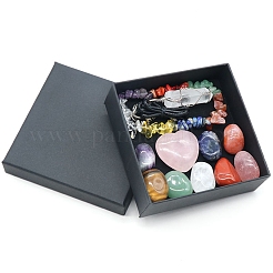 Tumbled and Heart Stone & Bracelet & Necklace Mixed Natural Gemstone Healing Stones Set&nbsp;X1-PW-WG44401-01