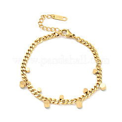 Rhinestone Charms Bracelet with Curb Chains&nbsp;BJEW-P273-01G