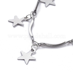 Tarnish Resistant 304 Stainless Steel Scalloped Bar Link Chain Anklets&nbsp;X-AJEW-AN00323