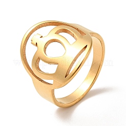 Ion Plating(IP) 201 Stainless Steel Crown Thick Finger Ring for Women&nbsp;RJEW-G266-39G