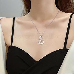 Heart Pendant Necklace Mother and Daughter Sitting Side-by-Side Necklace Cute Hollow Heart Dangle Necklace Charms Jewelry Gifts for Women Mother's Day Christmas Birthday Anniversary&nbsp;JN1099A