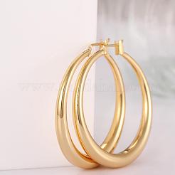 Adorable Design Ring Brass Hoop Earrings&nbsp;EJEW-BB07351-G