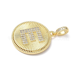 Brass Micro Pave Clear Cubic Zirconia Pendants&nbsp;KK-L253-17G-E