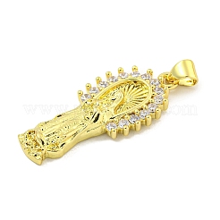 Rack Plating Brass Micro Pave Clear Cubic Zirconia Pendants&nbsp;KK-B091-21G-06