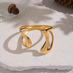 Elegant 304 Stainless Steel Fluid Shape Open Cuff Bangles for Women&nbsp;KV3982