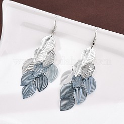 430 Stainless Steel Leaf Dangle Earrings&nbsp;EJEW-A137-08P-03