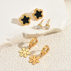 3 Pairs Stainless Steel Stud Earring & Hoop Earring Sets&nbsp;TP3302