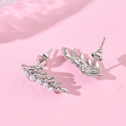 Leaf Brass Stud Earrings&nbsp;EJEW-P341-01G