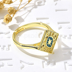 Brass Enamel Adjustable Rings for Women&nbsp;RJEW-S399-15G
