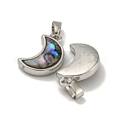 Rack Plating Brass Natural Paua Shell Pendants&nbsp;KK-U025-06P-02