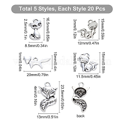 100Pcs 5 Style Tibetan Style Alloy Pendants&nbsp;PALLOY-SC0003-96