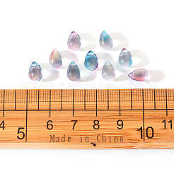 Transparent Spray Painted Glass Charms&nbsp;GLAA-YW0001-12