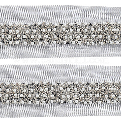 Polyester & Plastic Bead Gauze Lace Trim&nbsp;OCOR-WH20005-45B