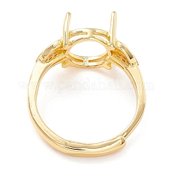 Brass Cubic Zirconia Adjustable Solitaire Ring Components&nbsp;KK-K266-08G