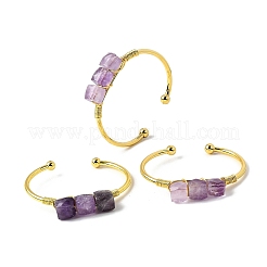 Natural Amethyst Beads Cuff Bangles for Women&nbsp;BJEW-Q035-01G-05