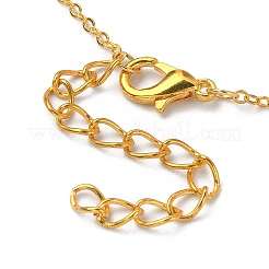 Glass Rectangle Pendant Necklace with Golden Brass Cable Chains Necklace for Women&nbsp;NJEW-FZ00012
