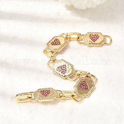 Brass Micro Pave Cubic Zirconia Link Chain Bracelets for Women&nbsp;BJEW-H639-14G