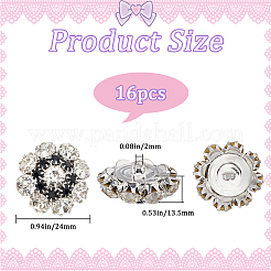 16Pcs 1-Hole Alloy Rhinestone Shank Buttons&nbsp;BUTT-GF0003-60