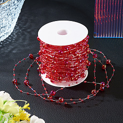 Acrylic Round Beaded Link Chains&nbsp;DIY-MB0007-001B