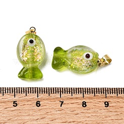 Handmade Dichroic Foil Lampwork Pendants&nbsp;X2-DICH-G001-01G-06