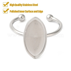 Non-Tarnish 304 Stainless Steel Open Cuff Ring Components&nbsp;STAS-I306-04P