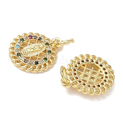 Holy Virgin Theme Brass Cubic Zirconia Charms&nbsp;KK-L253-32G-01
