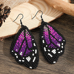 Bohemian Style Green Butterfly Wing Glass Bead Handmade Dangle Earrings&nbsp;FV2215