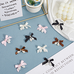 20Pcs 5 Colors Polyester and Resin Pearl Bowknot Ornament Accessories&nbsp;DIY-SP0004-76
