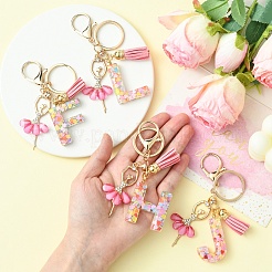 Letter A~Z Transparent Glitter Resin Pendant Keychains&nbsp;KEYC-FZ00024-21