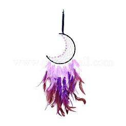 Moon Woven Net/Web with Feather Pendant Decoration&nbsp;LS-HJEW-I013-03