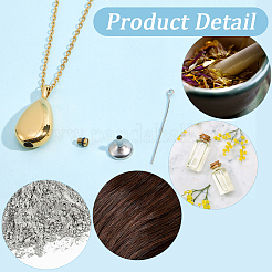 2Pcs 2 Colors 201 Stainless Steel Teardrop Memorial Urn Ashes Pendant Necklaces&nbsp;NJEW-CN0001-21