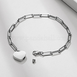 Non-Tarnish 304 Stainless Steel Heart Charm Bracelets&nbsp;WG609E7-01