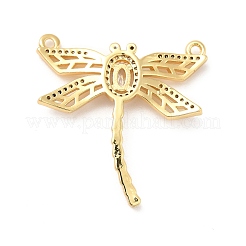 Brass Pave Clear & Jet Cubic Zirconia Connector Charms&nbsp;KK-H434-05G