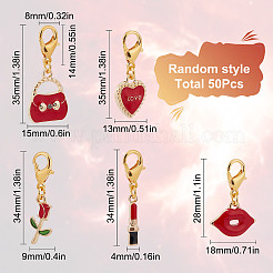 Valentine's Day Theme Alloy Enamel Pendant Decoration&nbsp;HJEW-SC0001-25