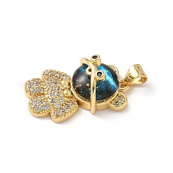 Brass Micro Pave Cubic Zirconia Resin Pendants&nbsp;KK-L239-024G
