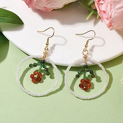 Flower Glass Seed Beads Dangle Earrings&nbsp;EJEW-MZ00148-02