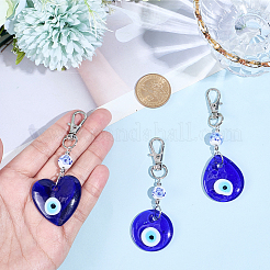 3Pcs 3 Styles Handmade Lampwork Evil Eye Pendant Decorations&nbsp;HJEW-CP0001-37