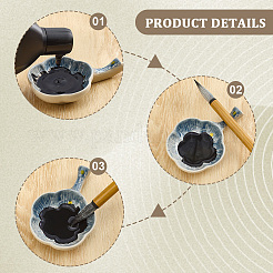 2Pcs 2 Colors Flower Ceramics Ink Dish&nbsp;AJEW-GF0013-65