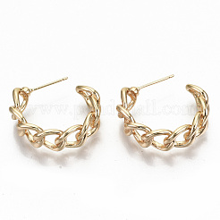 Semicircular Brass Half Hoop Earrings&nbsp;KK-T062-38G-NF
