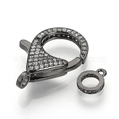Brass Micro Pave Cubic Zirconia Lobster Claw Clasps&nbsp;ZIRC-S058-13B