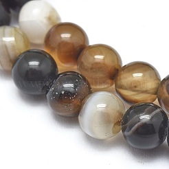 Natural Striped Agate/Banded Agate Beads Strands&nbsp;G-I254-03B