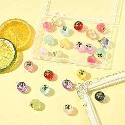 24Pcs 12 Colors Transparent Glass Apple Pendants&nbsp;DGLA-FS0001-15