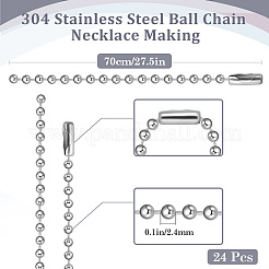 24Pcs 304 Stainless Steel Ball Chain Necklace Making&nbsp;NJEW-BBC0001-10C