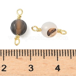 Dyed Natural Agate Faceted Round Connector Charms&nbsp;LS-KK-C097-04G-05