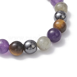 Non-Magnetic Synthetic Hematite & Natural Grade AB Tiger Eye & Labradorite & Quartz Beads Stretch Bracelets for Women&nbsp;BJEW-JB12832