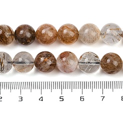 Natural Black Gold Rutilated Quartz Beads Strands&nbsp;G-H093-B03-10mm