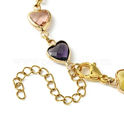 Colorful Glass Heart Link Bracelets&nbsp;BJEW-JB10578
