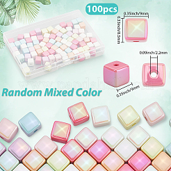 100Pcs UV Plating Opaque Acrylic Beads&nbsp;PACR-PA0001-21